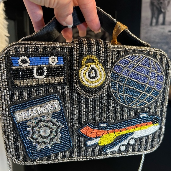 🛫🌏MADE IN INDIA Viral Beaded Travel Themed Crossbody Bag🌏🛫NWT - Picture 13 of 14